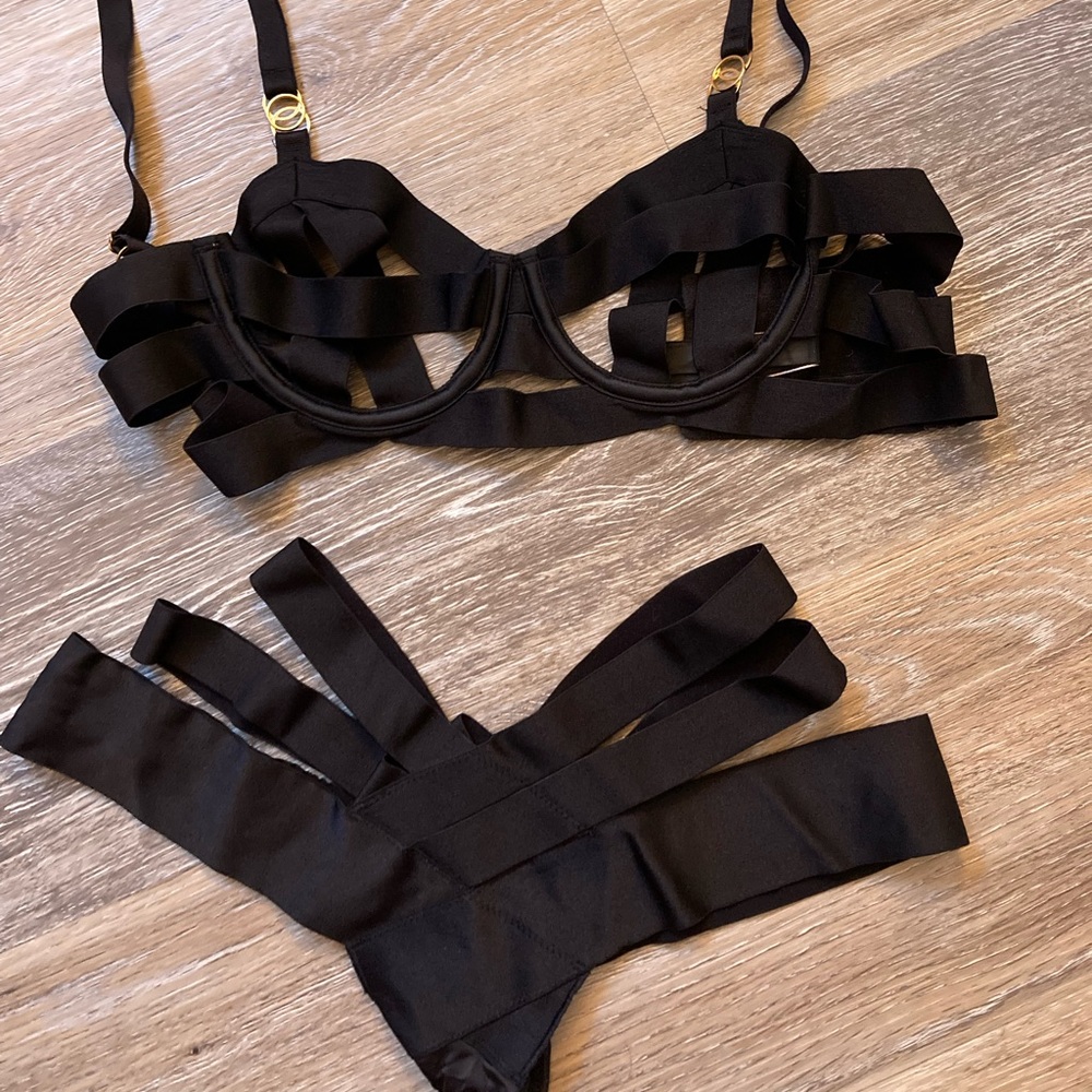 Victoria Secret’s Black Strappy Lingerie Set
